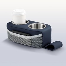 Blue Stainless Steel Double Drink Holder With Side Pocket Boat Cup Holder Blue Stainless Steel Double Drink Holder With Side Pocket Boat Cup Holder