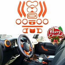 18 PCS Full Set Interior Decoration Trim Kit for Jeep Wrangler JK JKU ( Orange )