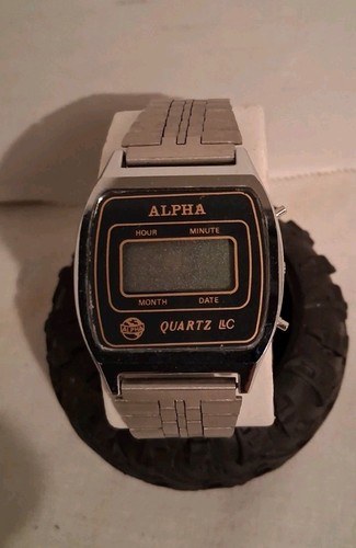Vintage Alpha LCD Quartz Watch  Original SS Band