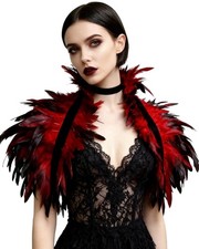 L'VOW Gothic Real Natural Feather Shrug Shawl Shoulder Wrap Cape Victorian Co...