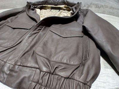 VTG G-III Authentic Original Flight G3 Leather Bomber Jacket Mens L Brown NICE 