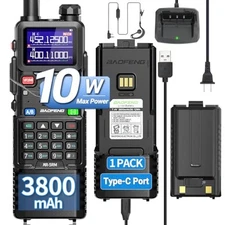 Baofeng AR-5RM 10W Tri-Band AM FM VHF UHF Ham Radio Walkie Talkie Extra Kit NOAA
