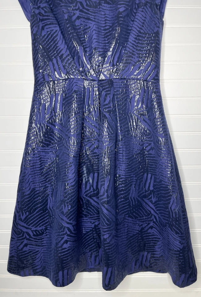 NIPON BOUTIQUE Mujer Azul Marino Vestido de Ocasión de Noche - Talla 6 Hoja Negra Brillante Foto 3 de 4