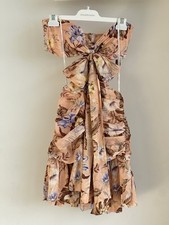Zimmermann Coco Bow Front Mini Dress In Peach Floral Size 1 - Brand New With Tag