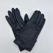Vintage Fownes Leather Gloves Black Cashmere Lined Winter Accessories size 8