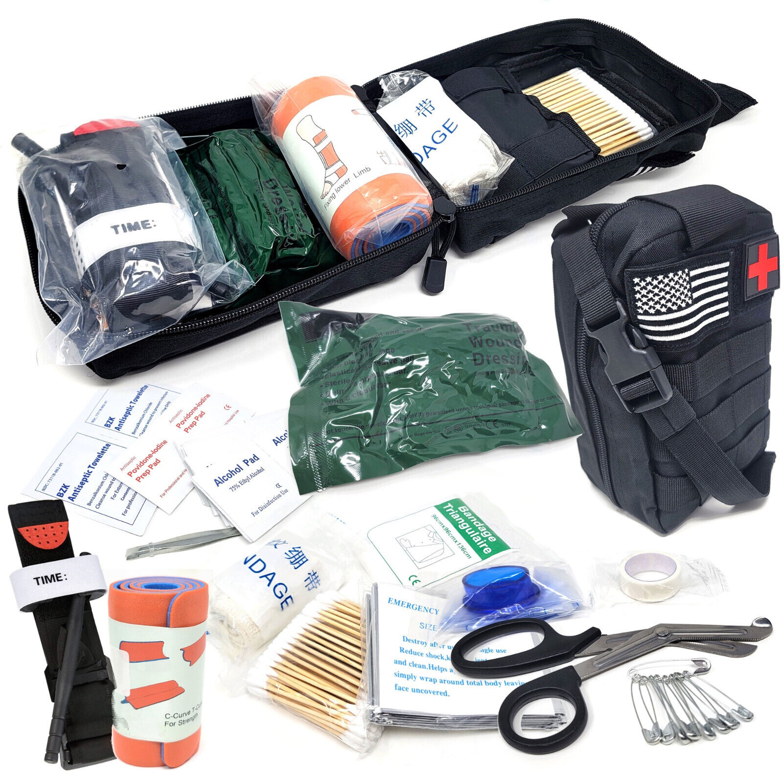 145X First Aid Kit Medical Emergency Trauma Survival Supplies W/Travel Molle Bag