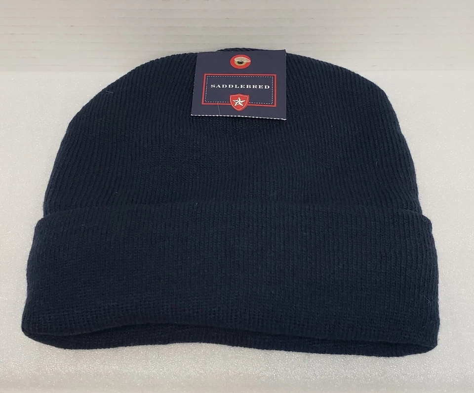 Gorro aislante Saddlebred forrado de lana tejido puños azul marino OSFM NUEVO CON ETIQUETAS Foto 2 de 4
