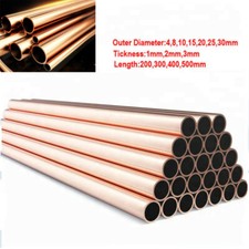 Pure Copper Round Tube 1mm 2mm 3mm Wall Thickness 200-500mm Length Pipe Tubing