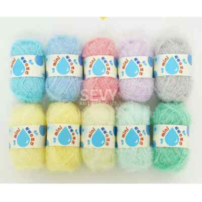 SEVY Regenbogen gehäkelt Schrubby Garn 10 SET (Pastell) Knäuel verschiedene Farben