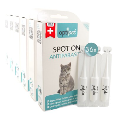 OptiPet 36x Spot on Katzen Anti Zecken Floh Milben Läuse Schutz gegen Parasiten