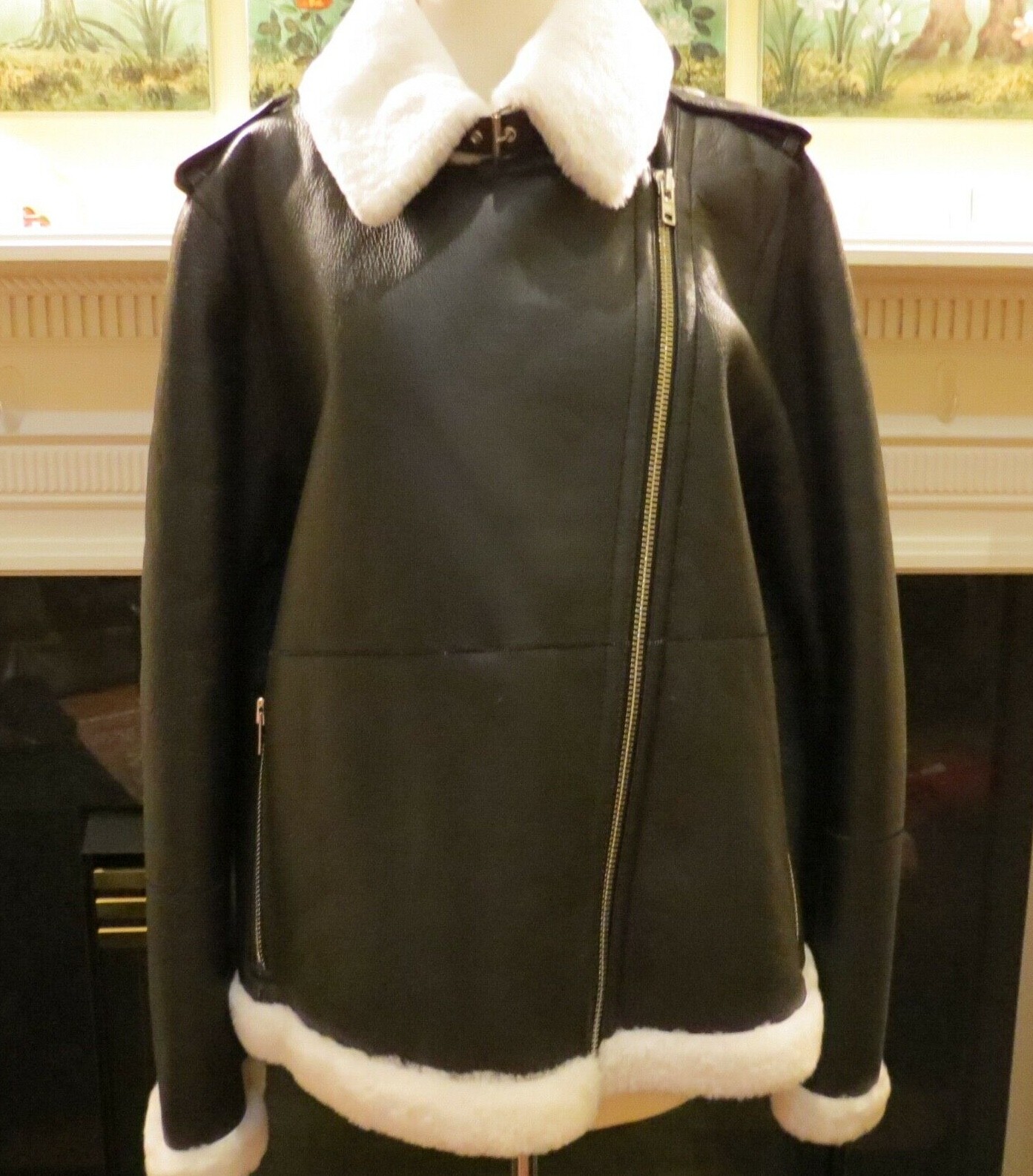 black tie shearling jacket