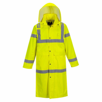 Portwest UH445 Mens Waterproof Raincoat Hi Vis Reflective Lightweight 48'' Jacket