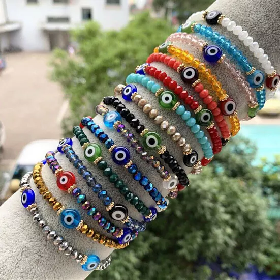 12pcs Handmade Bracelet colorful beaded Bracelets with Evil Eye