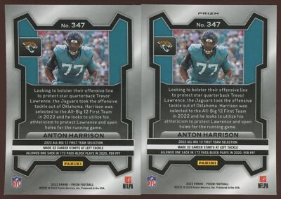 Anton Harrison 2023 Panini Prizm Orange Lazer RC #347 Jacksonville