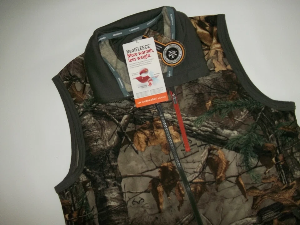 ICEBREAKER Realtree Camo MERINO WOOL Sierra HUNTING VEST Jacket Mens Size XL NEW - Image 2 of 4
