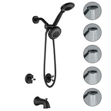 2 Handle Shower Faucet Set with Tub Spout Matte Black Two Handle Tub and Show...