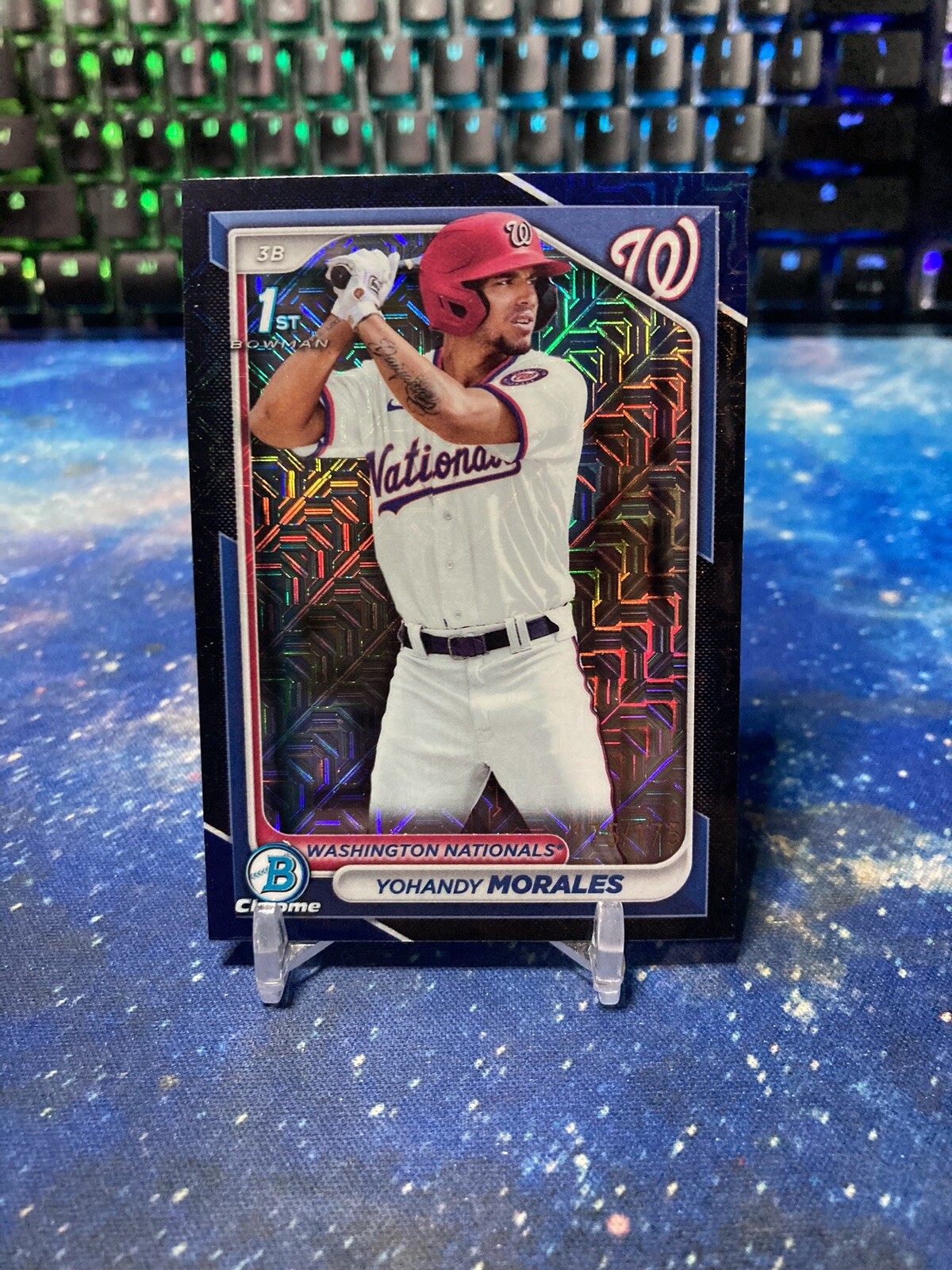 2024 Bowman Mega Box Yohandy Morales 1st Navy Mojo Refractor 175/175 Bookend!