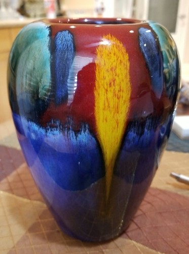 Vintage Poole Pottery England Vase Mid Century Modern Living Glaze 7" EUC - Picture 3 of 5