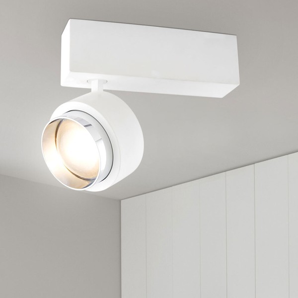 Led Gips Decken Lampe Weiß Wohn Ess Zimmer Spot Strahler Chrom Leuchte Beweglich-image