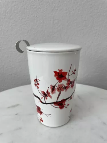 Tea Forte Kati Brewing Steeping Cup Lidded Tumbler With Infuser Cherry Blossom
