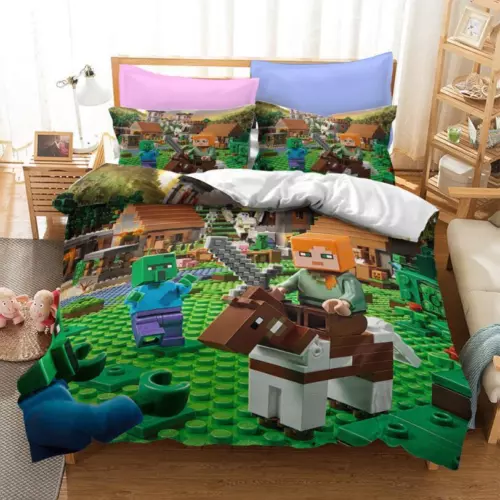 Minecraft Bettbezug Cartoons Bettwäsche Set Kissenbezug 135x200|200x200 Kinder - Bild 8 von 27