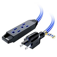 Extension Cord 6 FT 16 Gauge Multiple Outlets Blue ETL Listed Indoor Use