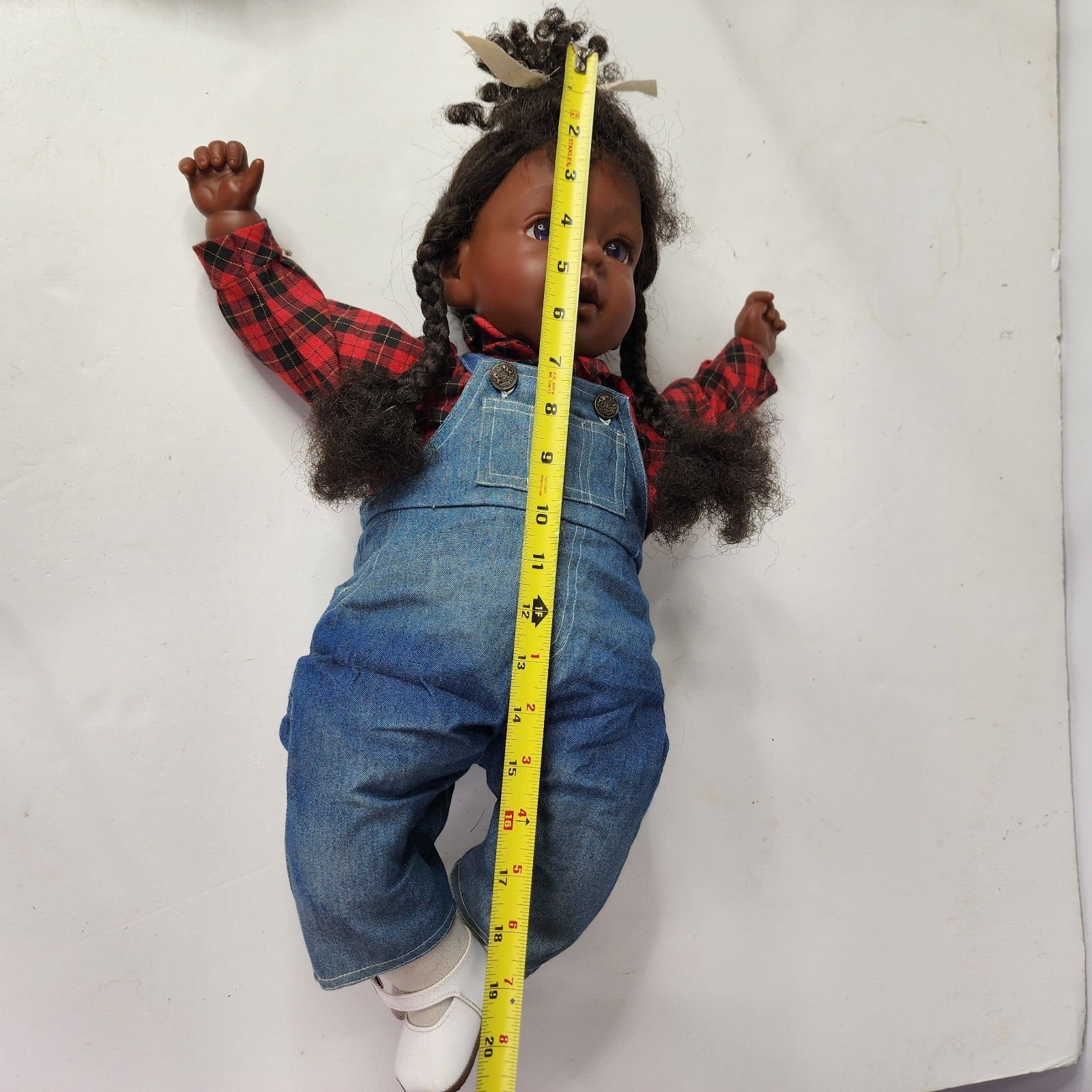 PAT SECRIST  GIRL DOLL 20" 1997 African American Overalls Vintage Heavy