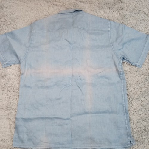 Martin Gordon Mens Shirt Blue L Linen Button Up Pockets Casual Comfort - Picture 2 of 9