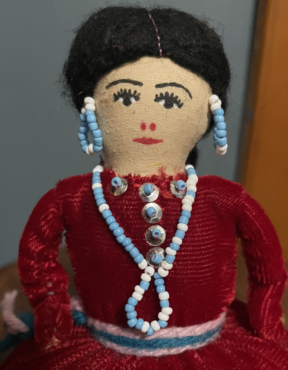 Antique Pin Cushion Handmade Navajo Doll For Pins Native American Beads