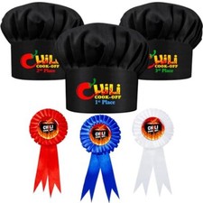 3 Pcs Chili Cook Off Chef Hat Chili Cook Off Prizes Trophies 1st Medium Black