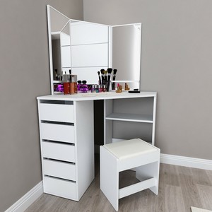 Corner Dresser Modern Bedroom Storage Cabinet Three Dimensional Vanity Mirror Us Ebay