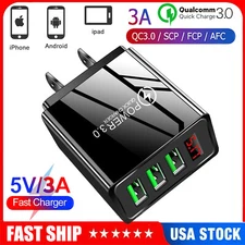 3 Port 3.1A Fast Quick Charging Wall Charger LED QC 3.0 3-USB Hub Power Adapter