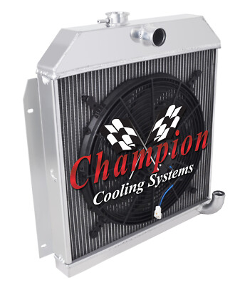 Atom Champion 3 Row Radiator W/ 16'' Fan for 1951 1952 Plymouth Cambridge