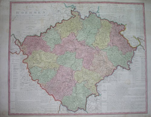 1806 XXL RARE ORIGINAL MAP BOHEMIA CZECH PRAGUE PRAHA LIBEREC USTI PLZEN HRADEC
