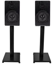 Pair Rockville RockShelf 68B Black 6.5" Home Bookshelf Speakers w/21" Stands