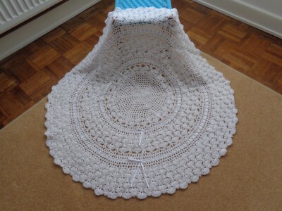 NEU WEISS BABY SCHAL HANDGEFERTIGT GEHÄKELT 38'' RUND RUND TAUFE TAUFE