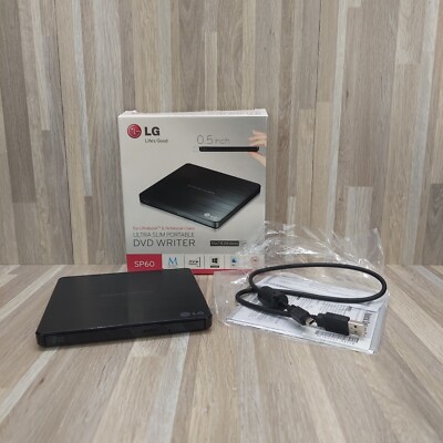 LG Ultra Slim Portable DVD Writer SP60 ~ With Box, USB Cord and Paperwork