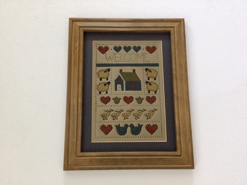 Vintage K. B. and Company Tin Punch Welcome Picture Framed #1402/5000 -Farmhouse