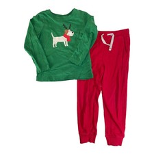 HANNA ANDERSSON Size 5 110 cm Unisex RED GREEN CHRISTMAS PAJAMAS Dog Reindeer