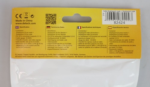 Delock Anschlusskabel Displayport 20 Pin Stecker - Displayport 20 Pin Stecker - Bild 3 von 4