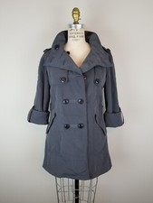 Millard Fillmore Anthropologie Mf13 Grey Trench Coat With Convertible Sleeves