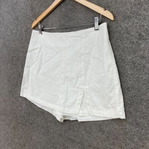 NEW Showpo Skort Skirt Womens 14 White High Waist Zip Mini Cotton 6121 - Picture 2 of 11