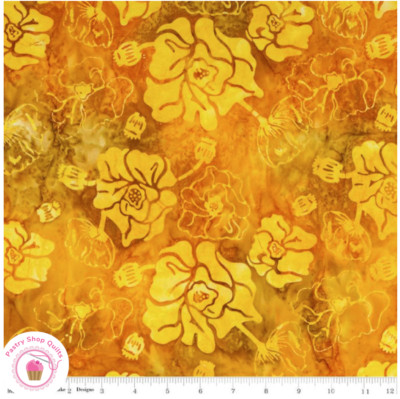 EXPRESSION BATIKS TJAPS BTPT1080 Yellow Gold  RILEY BLAKE BATIKS Quilt Fabric