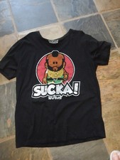 Size L Mr T  Unisex Black Tee With His Catch Phrase On Front SUCKA