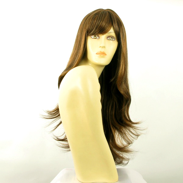 Parrucca donna lunga chocolat mèché cuivré Agna 627c cheveux synthétiques réalistes