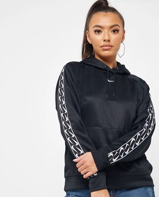 black nike tape hoodie