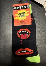 Jyinstyle Mens Crew Socks Fang Blood Vampire shoe size 8-13 NWT