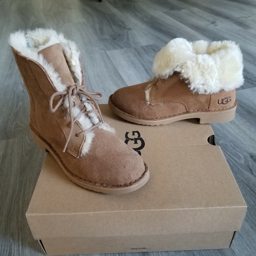 ugg quincy lace up chestnut suede