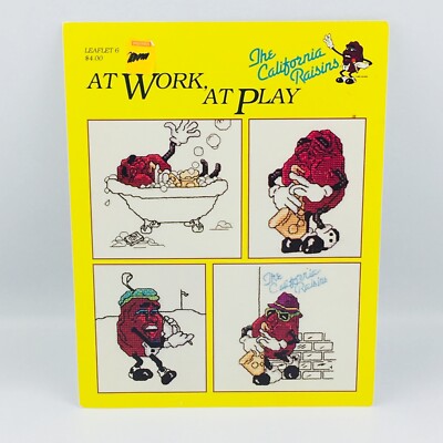 Vtg California Raisins At Work At Play Cross Stitch Pattern Leaflet #6 Book 1988
