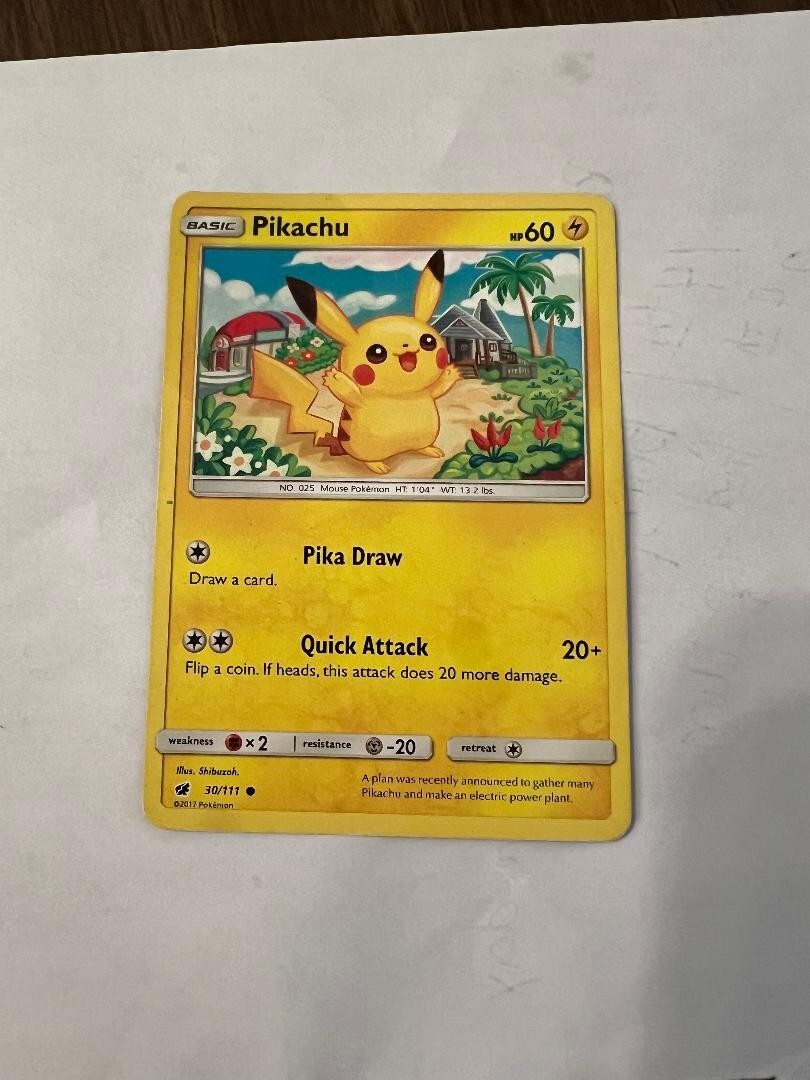 Pikachu HP60 30/111 No. 025 Mouse Pokemon Pika Draw Quick Attack 2017 Near Mint | eBay